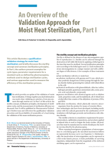 An Overview of the Part I Validation Approach for Moist Heat Sterilization,