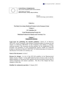 EUROPEAN COMMISSION EudraLex The Rules Governing Medicinal Products in the European Union