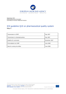 ICH guideline Q10 on pharmaceutical quality system Step 5
