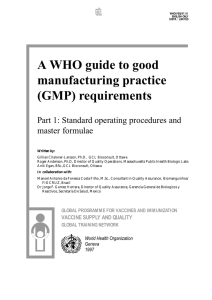 A WHO guide to good manufacturing practice (GMP) requirements