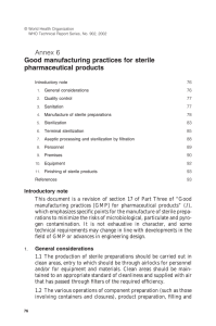 Annex 6 Good manufacturing practices for sterile pharmaceutical products