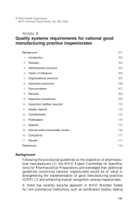 Annex 8 Quality systems requirements for national good manufacturing practice inspectorates