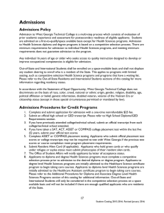 Admissions Admissions Policy