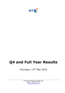Q4 and Full Year Results Thursday, 13 May 2010