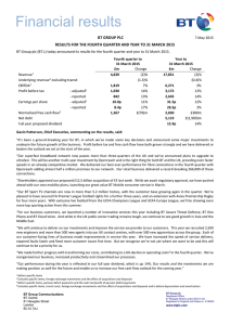 Financial results  BT GROUP PLC