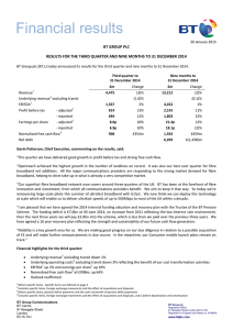 Financial results  BT GROUP PLC