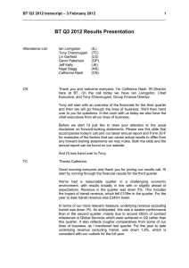 – 3 February 2012 BT Q3 2012 transcript  1