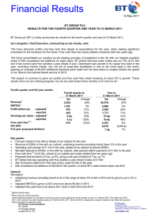 Financial Results  12 May 2011 BT GROUP PLC