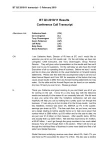 BT Q3 2010/11 Results Conference Call Transcript