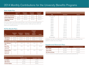 2014 Monthly Contributions for the University Benefits Programs State Health Plan
