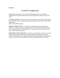 ACTIVITY NARRATIVE