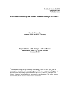 Consumption Among Low-Income Families: Policy Concerns **