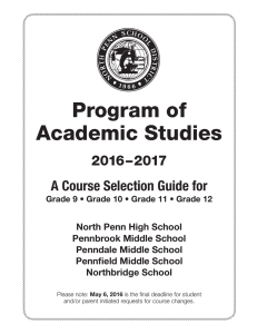 Program of Academic Studies 2016–2017 A Course Selection Guide for