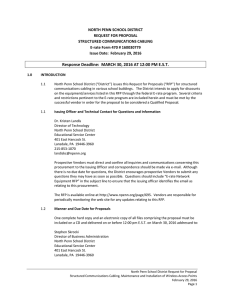 NORTH PENN SCHOOL DISTRICT REQUEST FOR PROPOSAL STRUCTURED COMMUNICATIONS CABLING