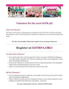 Volunteer for the 2016 GOTR 5K! Girls on the Run 5K