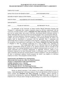 ELIZABETH CITY STATE UNIVERSITY PHASED RETIREMENT APPLICATION AND REEMPLOYMENT AGREEMENT