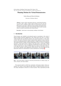 Planning Motions for Virtual Demonstrators Yazhou Huang and Marcelo Kallmann