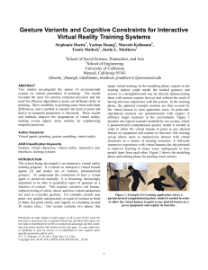 Gesture Variants and Cognitive Constraints for Interactive Virtual Reality Training Systems