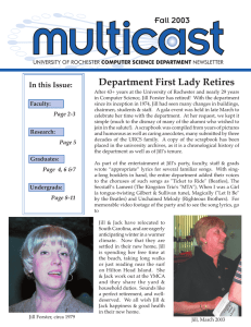 Department First Lady Retires In this Issue: