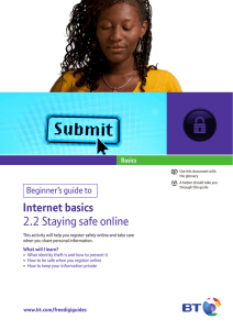 Internet basics 2.2 Staying safe online Beginner’s guide to Basics