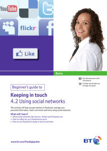 Keeping in touch 4.2 Using social networks Beginner’s guide to Basics