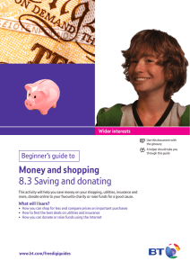 Money and shopping 8.3 Saving and donating Beginner’s guide to Wider interests