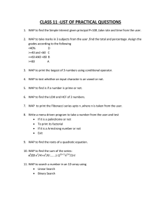 CLASS 11 -LIST OF PRACTICAL QUESTIONS