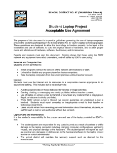Student Laptop Project Acceptable Use Agreement  SCHOOL DISTRICT NO. 67 (OKANAGAN SKAHA)