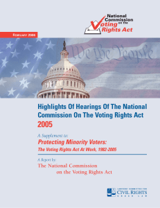 2005 Highlights Of Hearings Of The National Protecting Minority Voters: