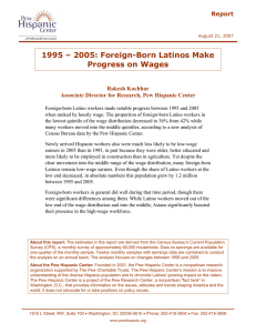 1995 – 2005: Foreign-Born Latinos Make Progress on Wages Report