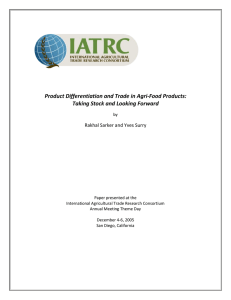 Product Differentiation and Trade in Agri-Food Products: