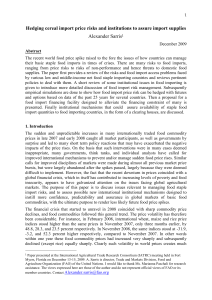 Hedging cereal import price risks and institutions to assure import... Alexander Sarris