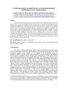 A tariff equivalent of non-tariff barriers on European horticultural