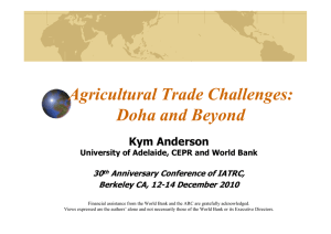 Agricultural Trade Challenges: Doha and Beyond Kym Anderson 30