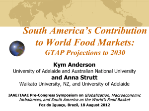 South America’s Contribution to World Food Markets:  GTAP Projections to 2030