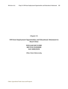 Chapter 11:  Off-Farm Employment Opportunities and Educational Attainment in Rural China