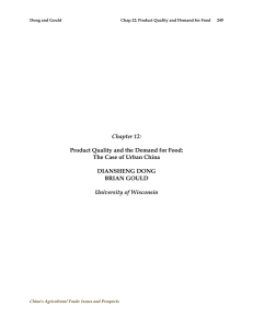Chapter 12: University of Wisconsin  Product Quality and the Demand for Food: