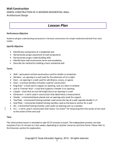 Lesson Plan Wall Construction SIMPLE CONSTRUCTION OF A WOODEN RESIDENTAIL WALL Architectural Design