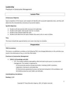 Leadership  Practicum in Construction Management