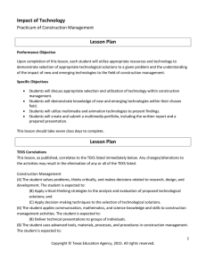 Impact of Technology Lesson Plan Practicum of Construction Management