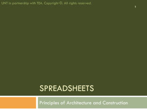 SPREADSHEETS Principles of Architecture and Construction 1