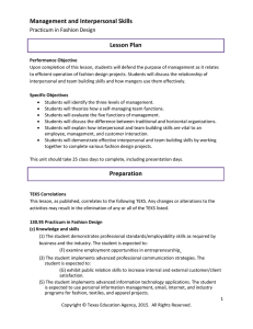 Management and Interpersonal Skills Lesson Plan Practicum in Fashion Design