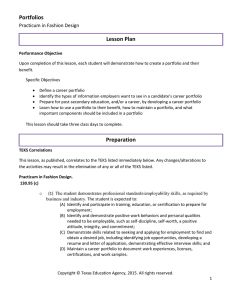 Portfolios Lesson Plan Practicum in Fashion Design
