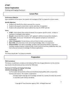 O*NET Career Exploration Lesson Plan