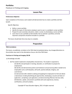 Portfolios Lesson Plan Practicum in Printing and Imaging