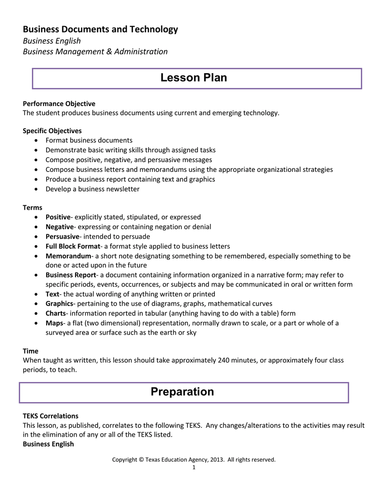 create a business lesson plan