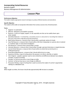 Lesson Plan Incorporating Varied Resources  Business English  Business Management &amp; Administration 