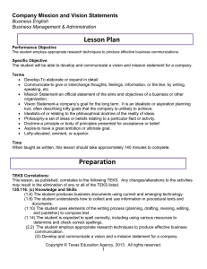 Lesson Plan  Lesson Plan Company Mission and Vision Statements