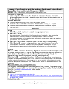 Lesson Plan-Creating and Managing a Business Project-Part 1