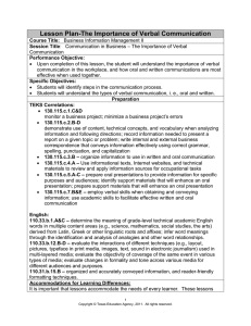 Lesson Plan-The Importance of Verbal Communication